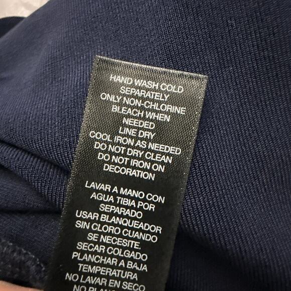 Chicos Travelers Tunic Top Large Size 2 Navy Blue Cold Shoulder - Picture 4 of 11